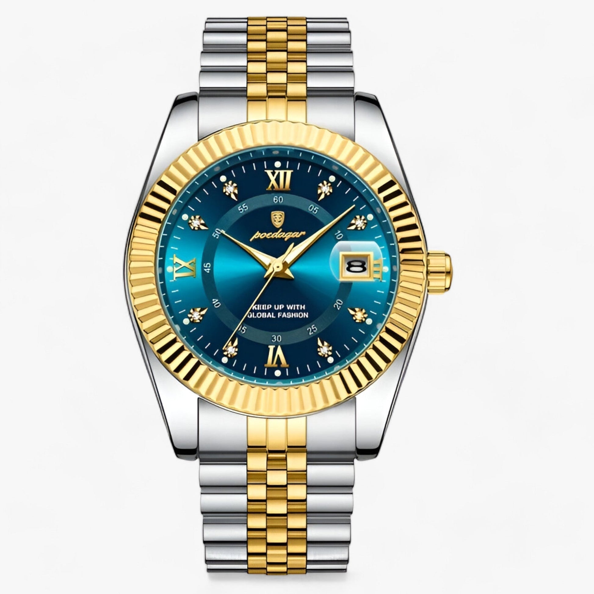 Everest | Elegant quartz-ur i rustfrit stål til mænd - Guldblå - watches - {{ product_tags }