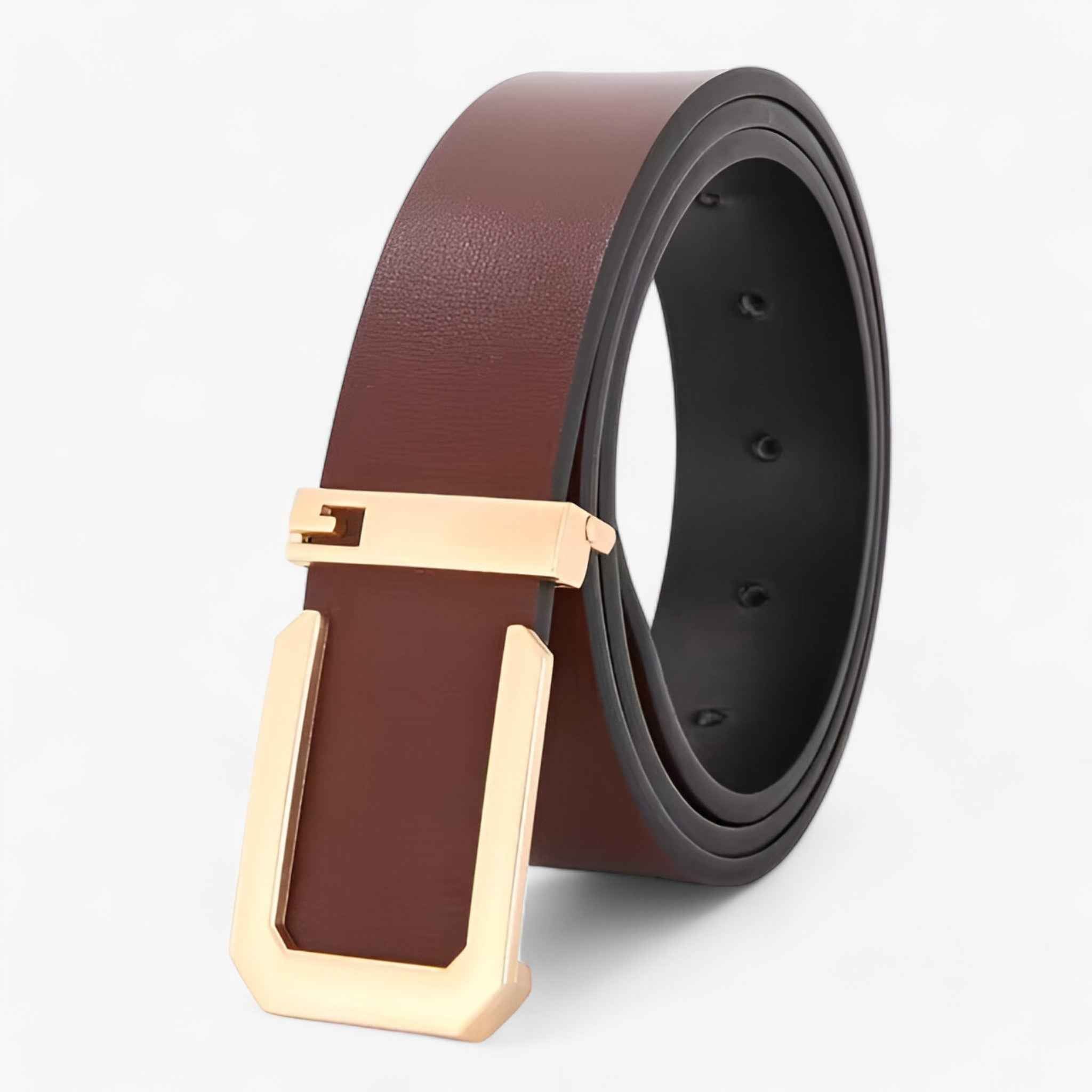 Women's Belt : Ceinture Homme Classique en Cuir Véritable Noir - Idéale Costume & Affaires dans Giallo de Marche Lino
