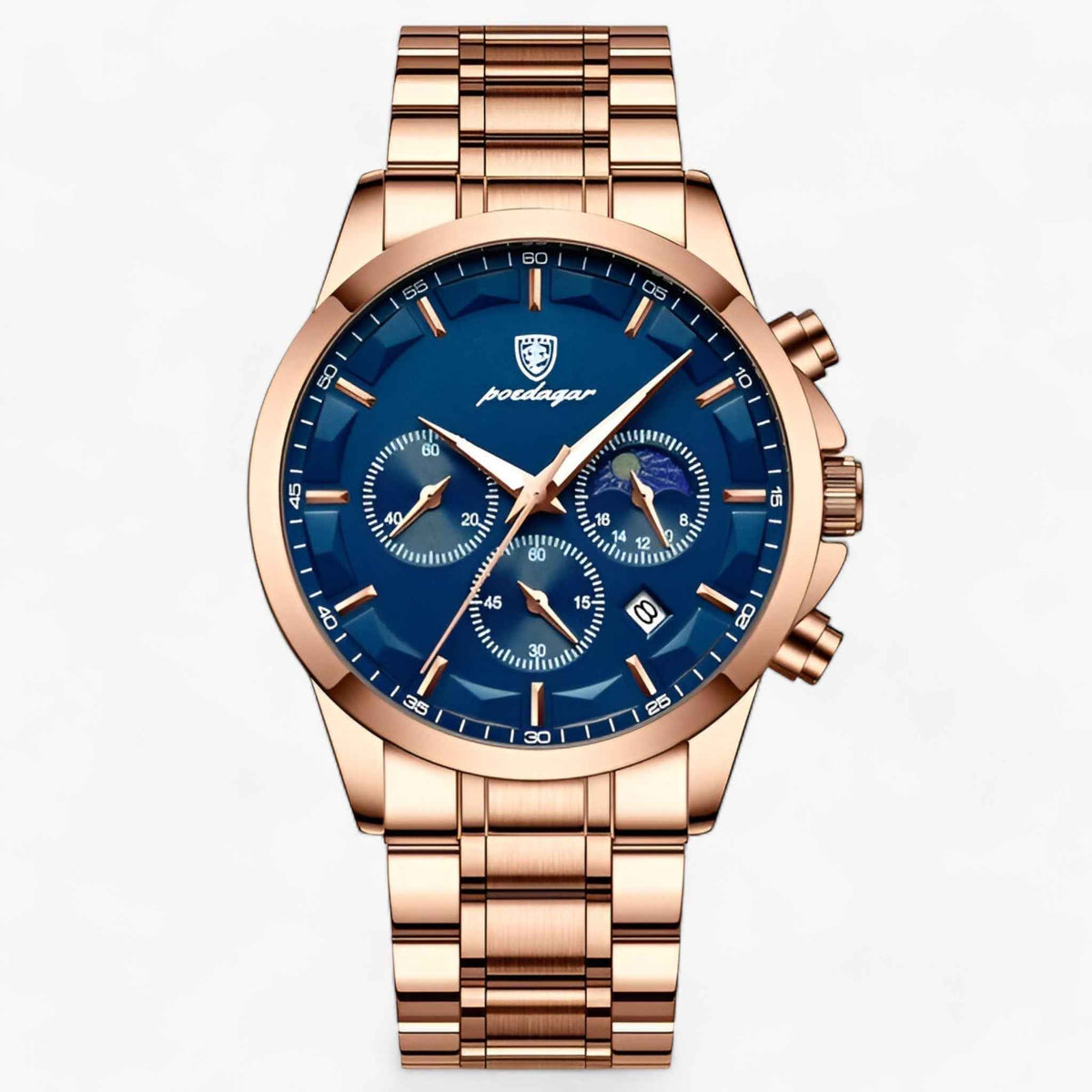 Watches : Montre Homme Alexander Chronographe Argentée 42mm - Acier Inoxydable & Bracelet Métal Étanche dans Rosa oro Blu S de Marche Lino