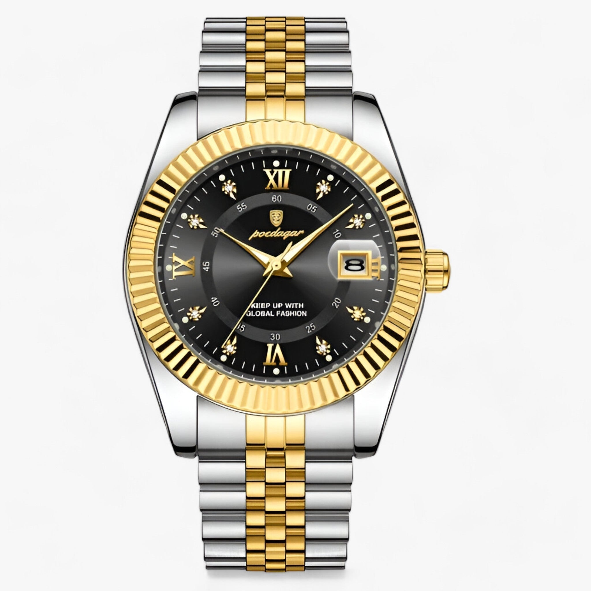 watches : Montre Homme Élégante à Quartz | Acier Inoxydable Finition Luxe dans Or Noir de Concept Odense