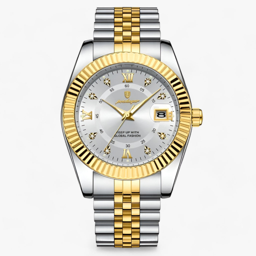 Everest | Elegant quartz-ur i rustfrit stål til mænd - Guld hvid - watches - {{ product_tags }