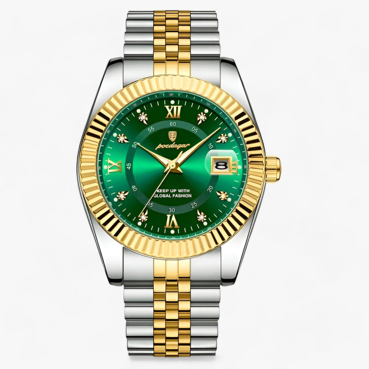 watches : Montre Homme Élégante à Quartz | Acier Inoxydable Finition Luxe dans Or Vert de Concept Odense