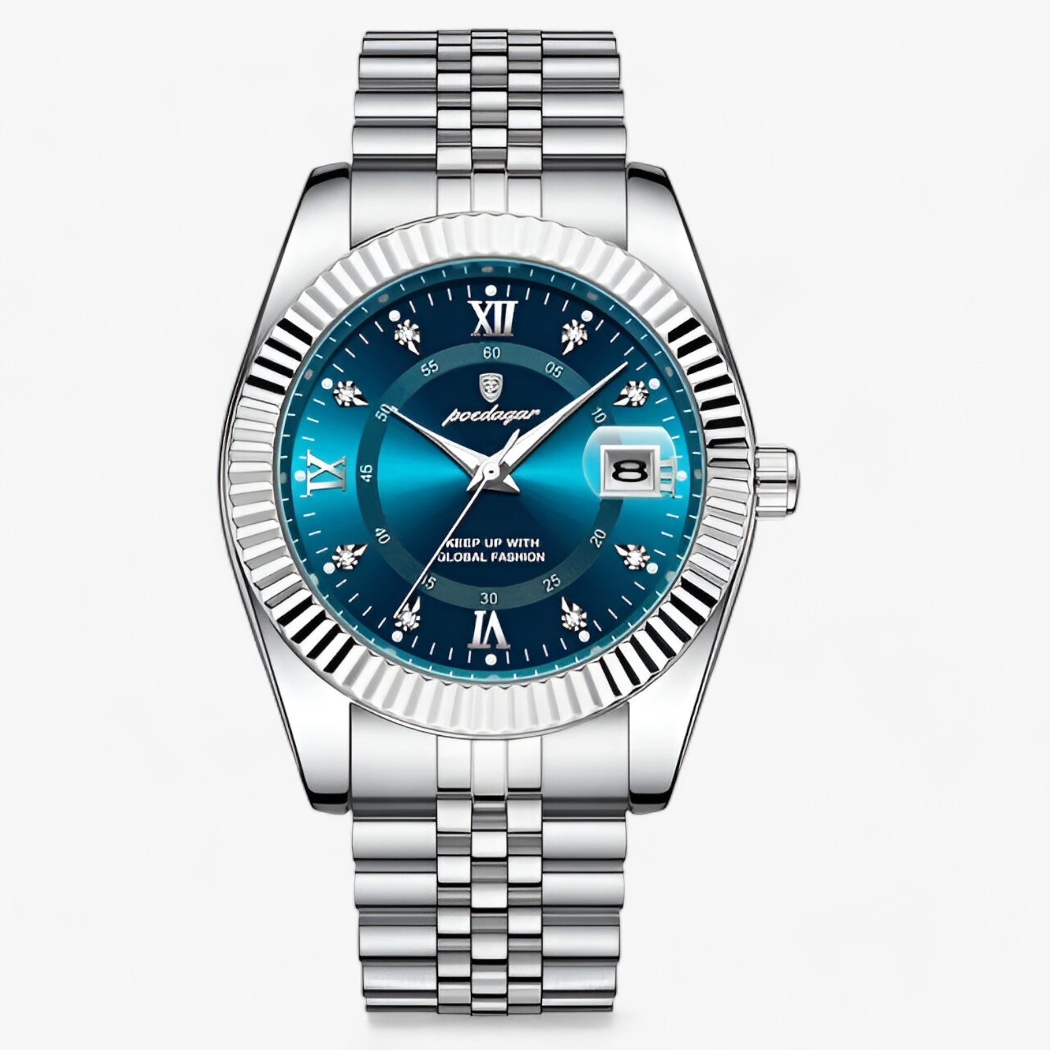 watches : Montre Homme Élégante à Quartz | Acier Inoxydable Finition Luxe dans Argent Bleu de Concept Odense