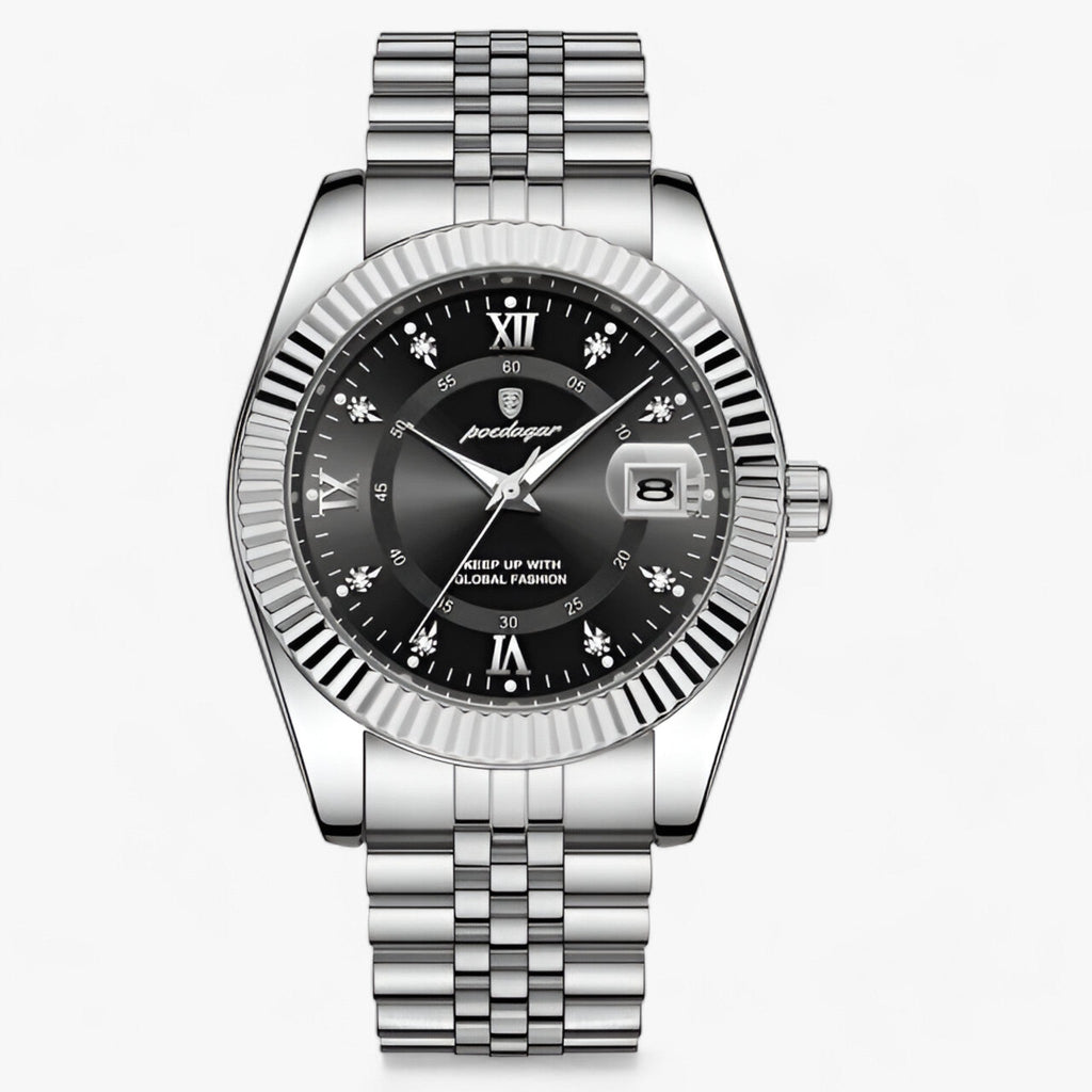Everest | Elegant quartz-ur i rustfrit stål til mænd - Sølv Sort - watches - {{ product_tags }