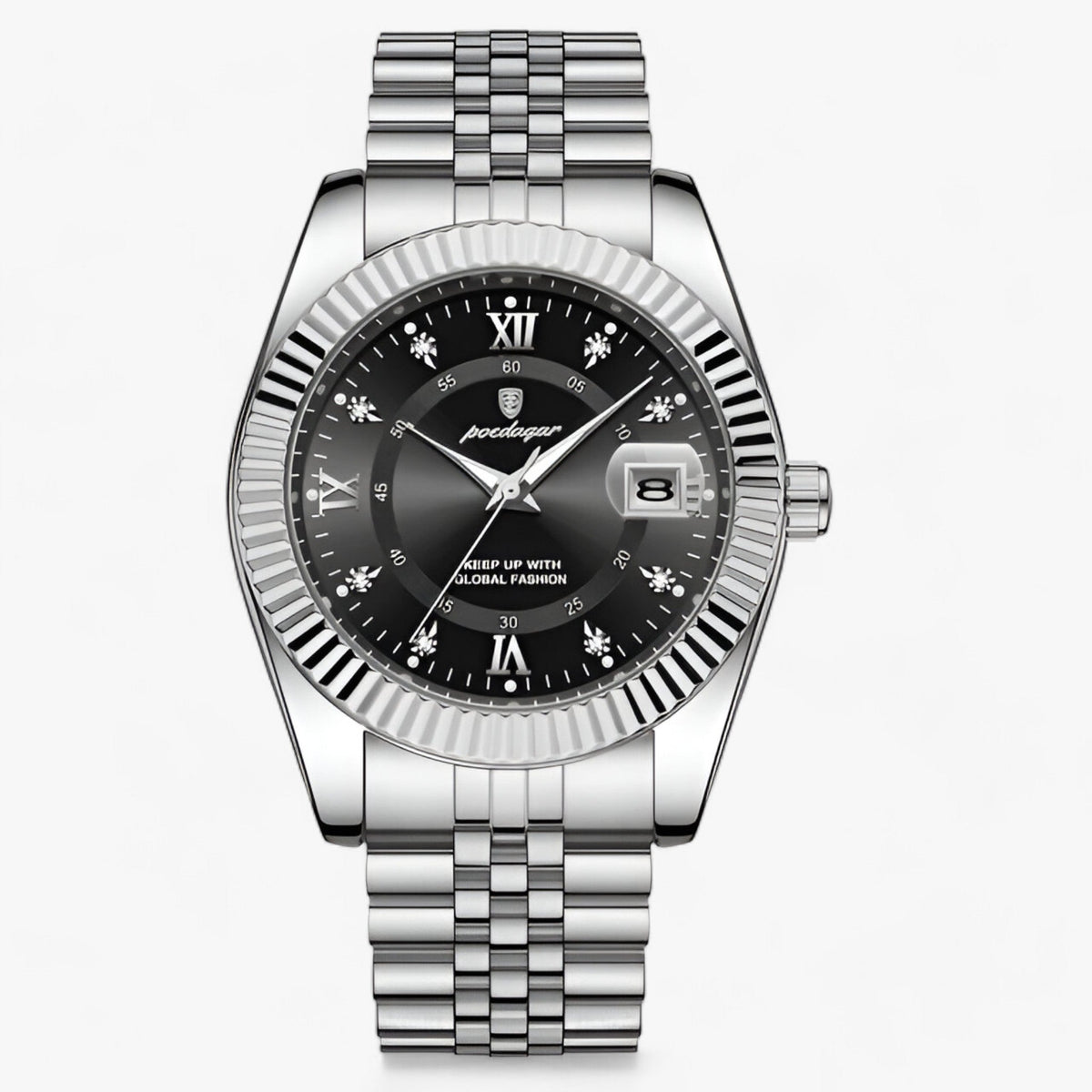 watches : Montre Homme Élégante à Quartz | Acier Inoxydable Finition Luxe dans Argent Noir de Concept Odense