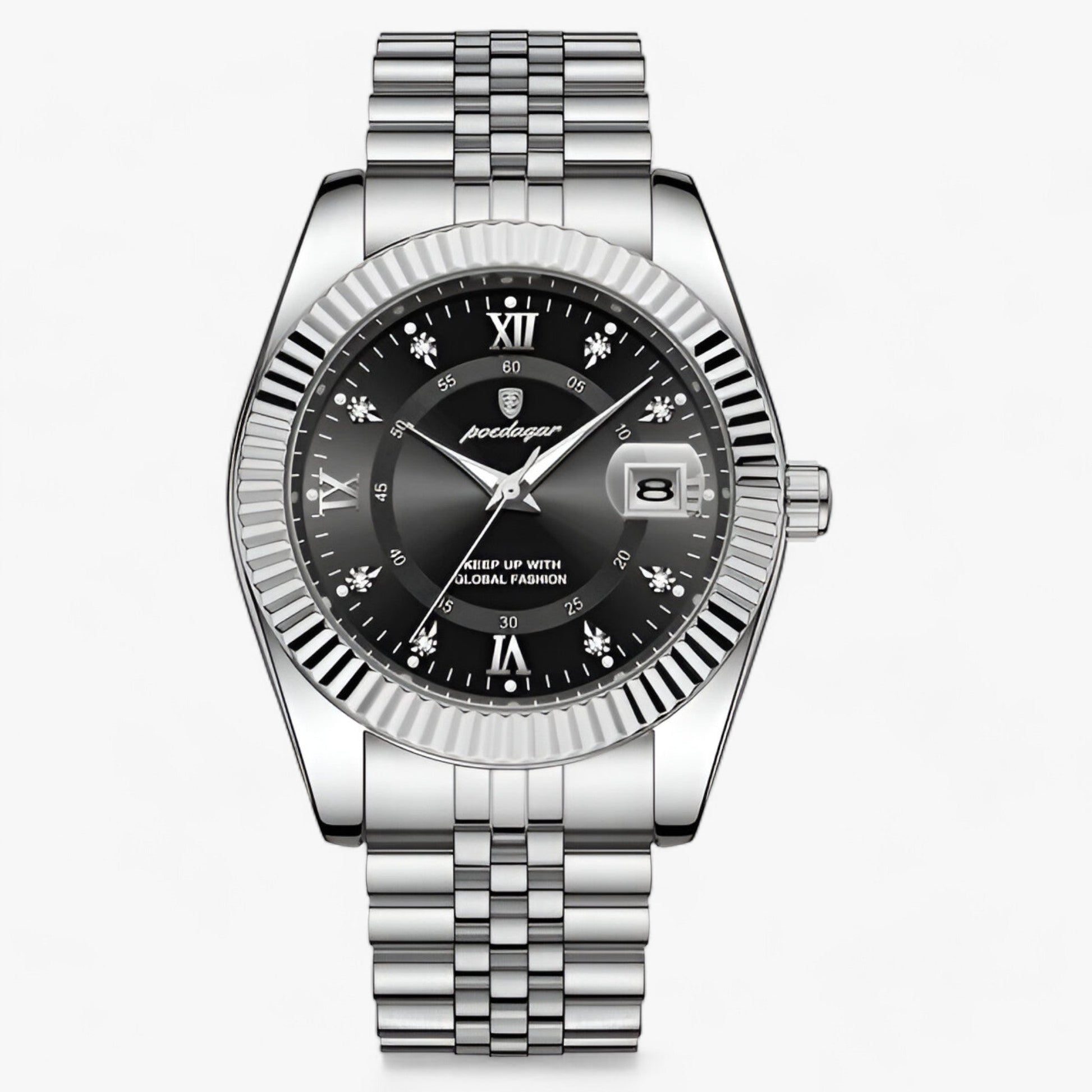 Everest | Elegant quartz-ur i rustfrit stål til mænd - Sølv Sort - watches - {{ product_tags }