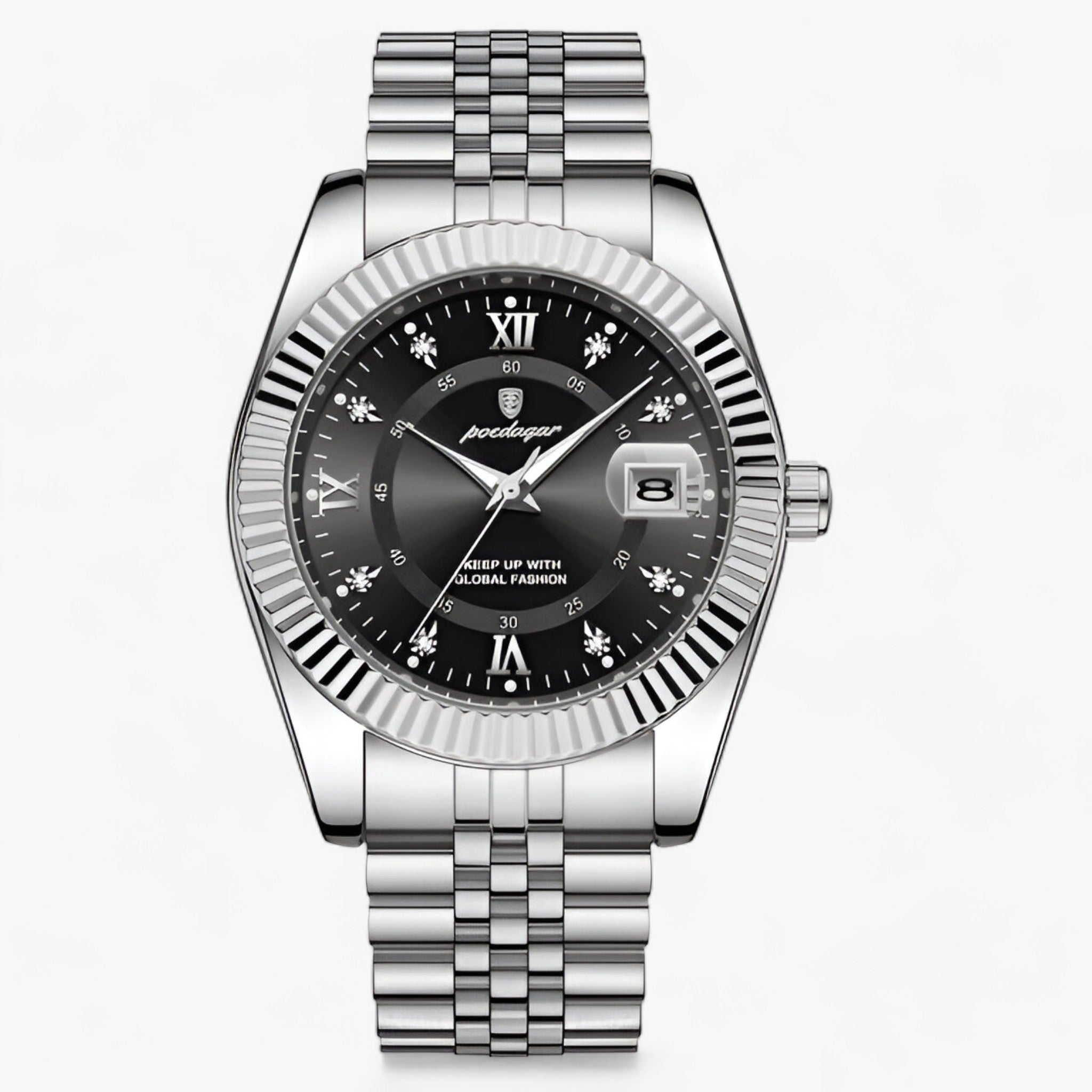 watches : Montre Homme Élégante à Quartz | Acier Inoxydable Finition Luxe dans Argent Noir de Concept Odense