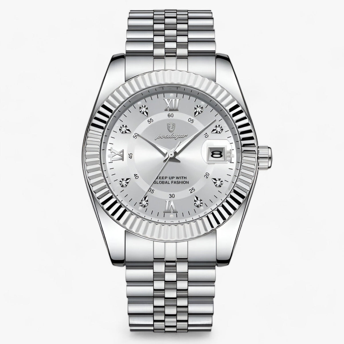 watches : Montre Homme Élégante à Quartz | Acier Inoxydable Finition Luxe dans Argent Blanc de Concept Odense