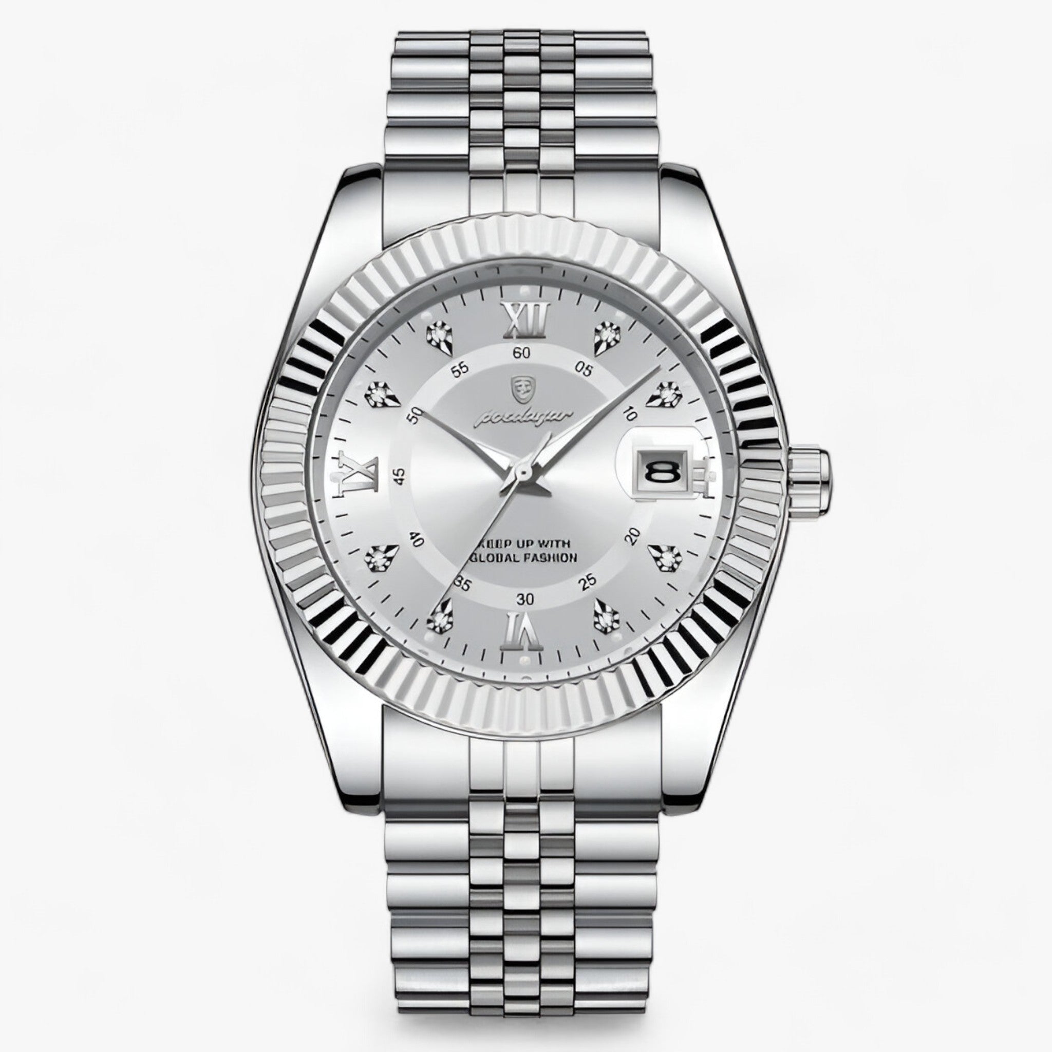 watches : Montre Homme Élégante à Quartz | Acier Inoxydable Finition Luxe dans Argent Blanc de Concept Odense