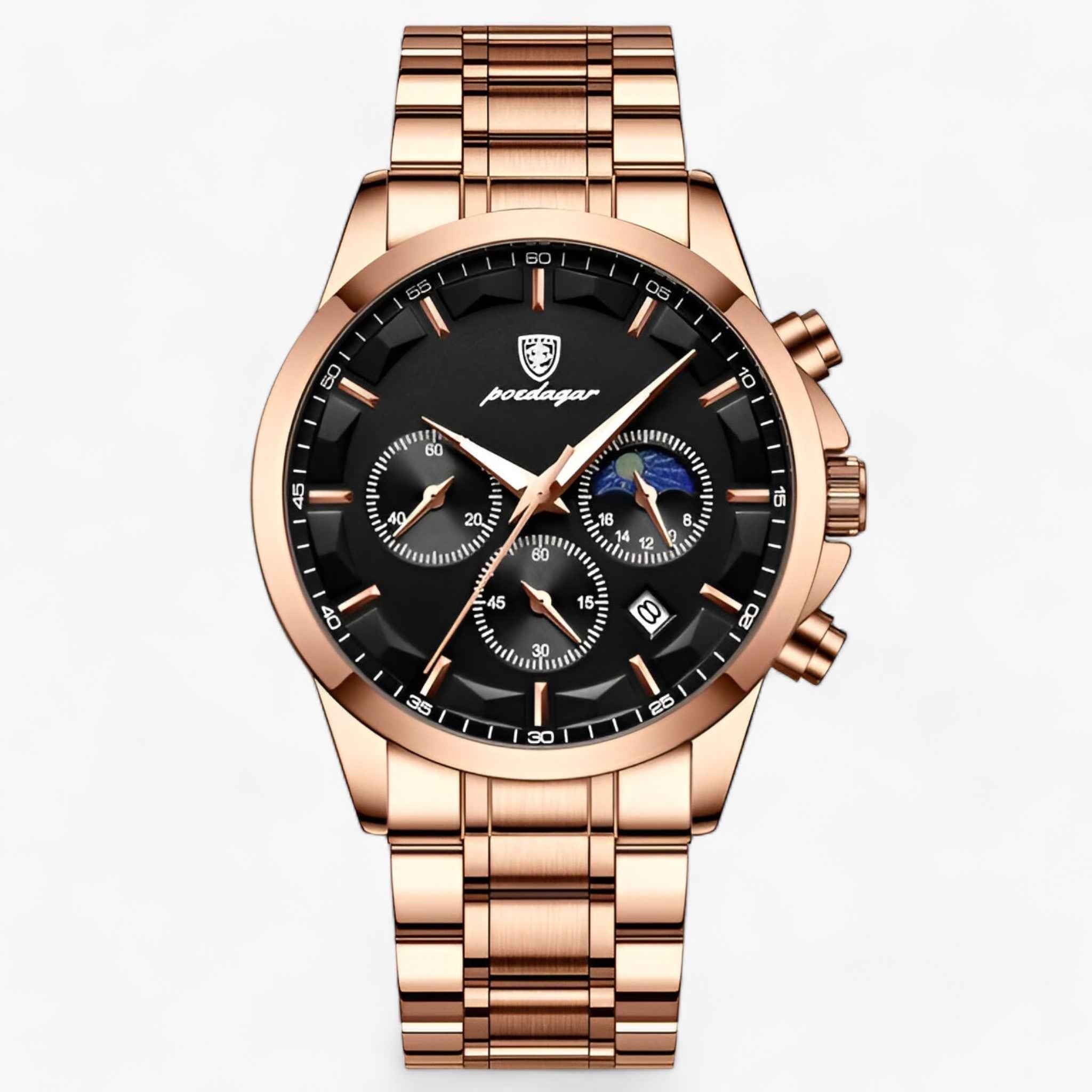 Watches : Montre Homme Alexander Chronographe Argentée 42mm - Acier Inoxydable & Bracelet Métal Étanche dans Rosa oro Nero S de Marche Lino