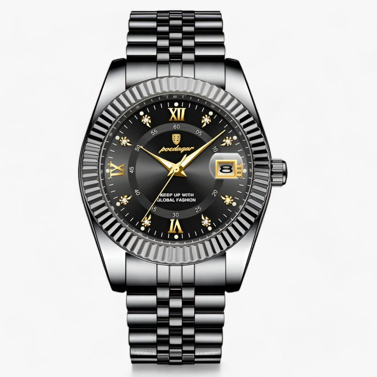 watches : Montre Homme Élégante à Quartz | Acier Inoxydable Finition Luxe dans Noir Noir de Concept Odense