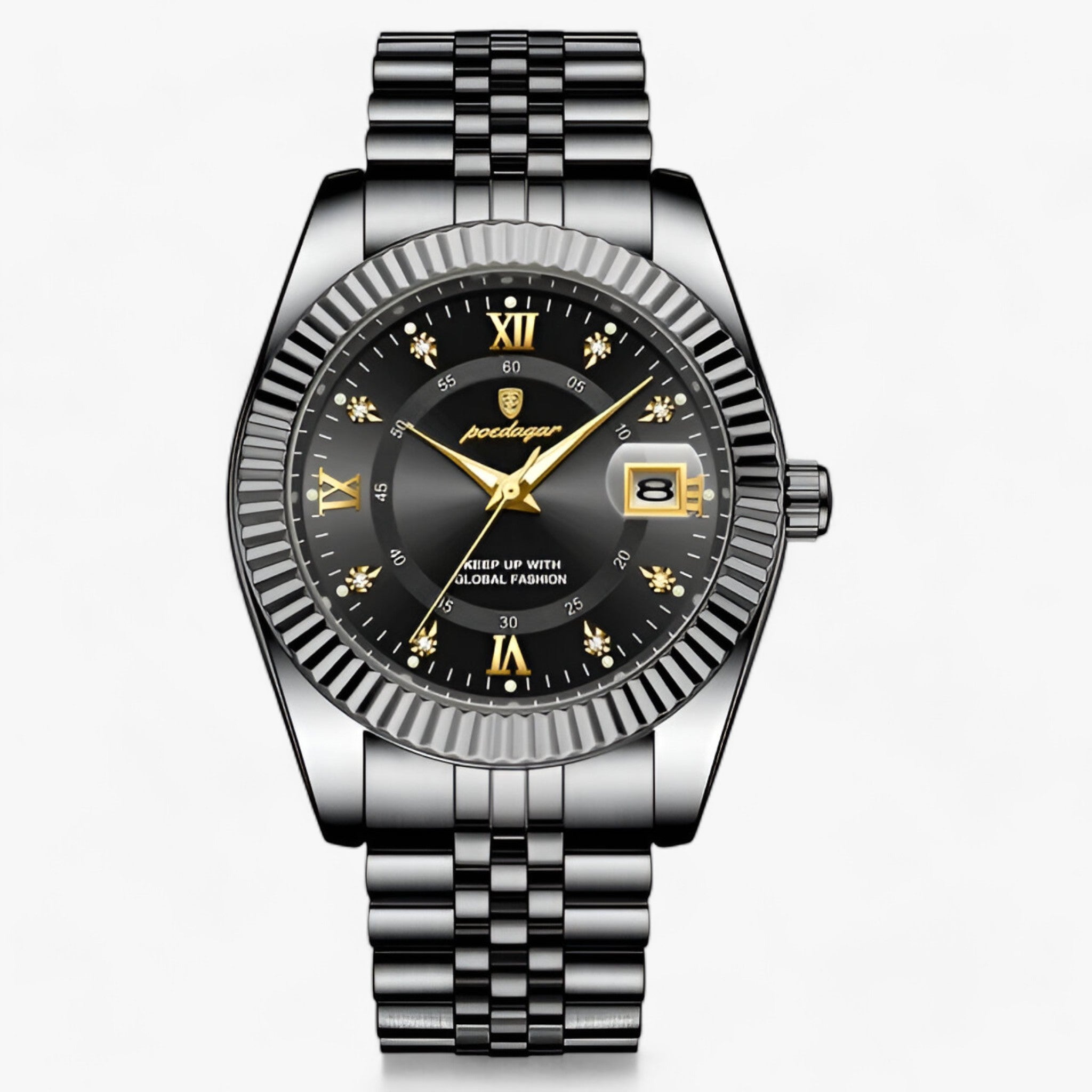 watches : Montre Homme Élégante à Quartz | Acier Inoxydable Finition Luxe dans Noir Noir de Concept Odense