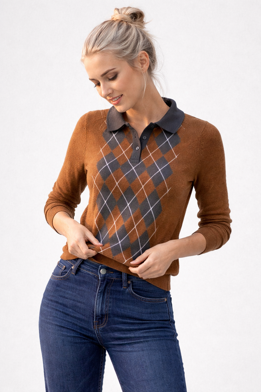 Pull Femme Col Polo Ample – Tricot Doux et Chaud | Automne Hiver Casual