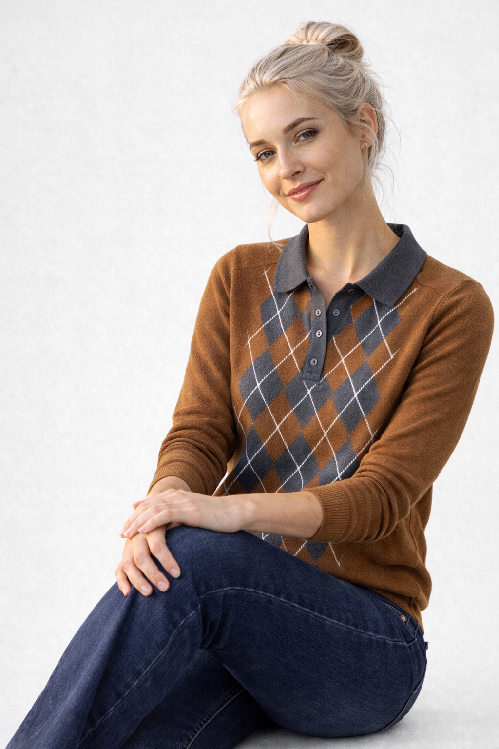 Pull Femme Col Polo Ample – Tricot Doux et Chaud | Automne Hiver Casual