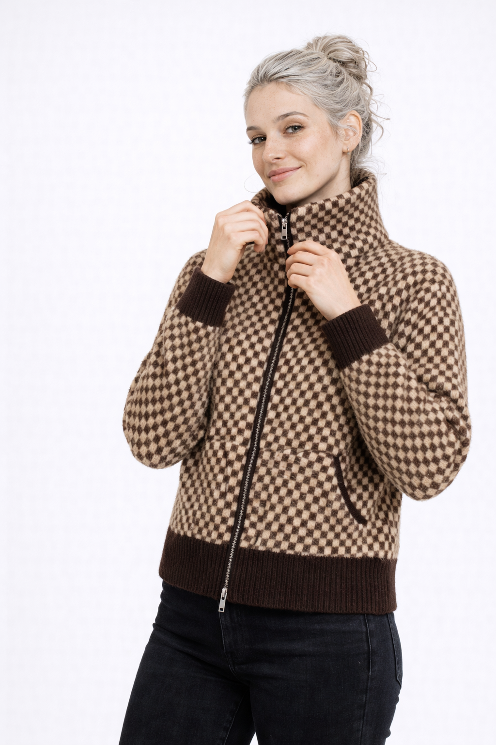 Veste Femme Chic à Col Haut Confort Et Élégance