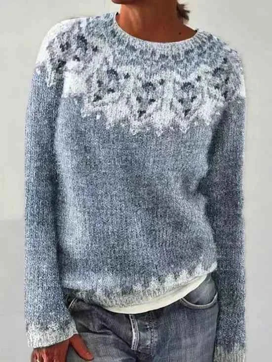 Knitted sweaters : Pull Femme Col Bateau Rayé Rétro Tricoté Coton Doux dans Bleu Clair de Marche Lino