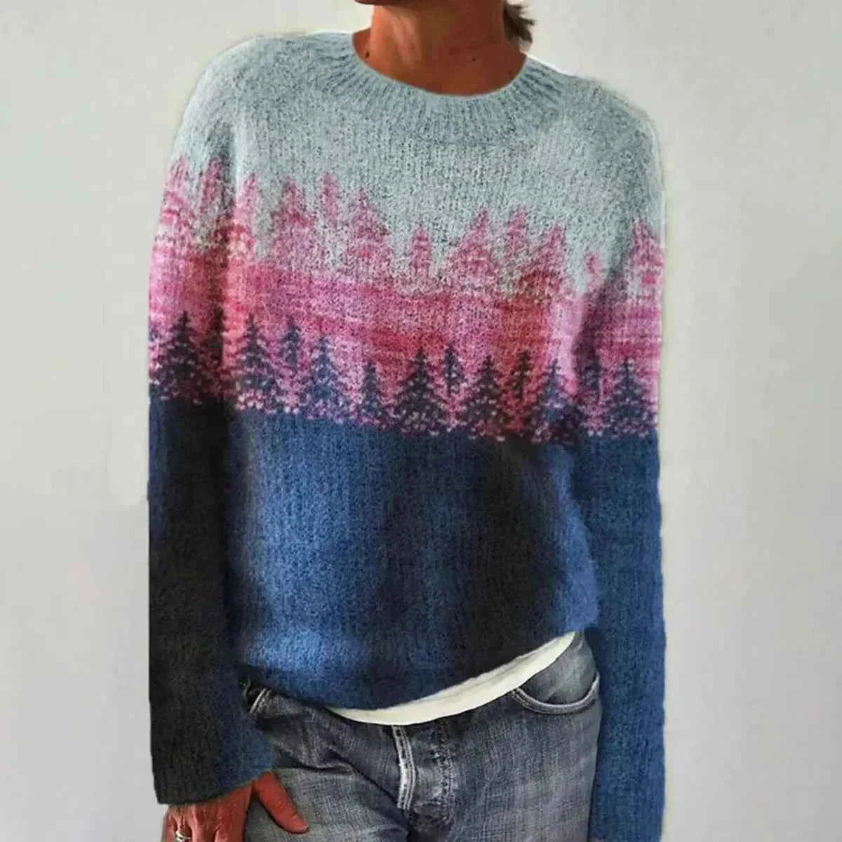 Knitted sweaters : Pull Femme Col Bateau Rayé Rétro Tricoté Coton Doux dans Bleu de Marche Lino