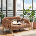 Lit Pour Chat Élevé Avec Coussin Doux Bois