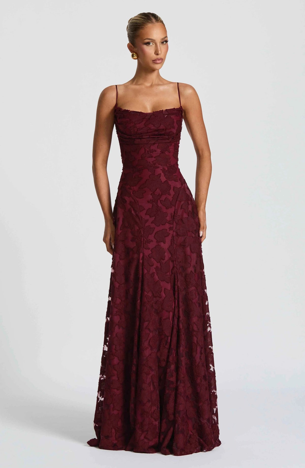 Maxi Dress : Aveline | Robe Longue Corset en Dentelle Élégante - Robe de Soirée Glamour dans Powder Pink de Marche Lino