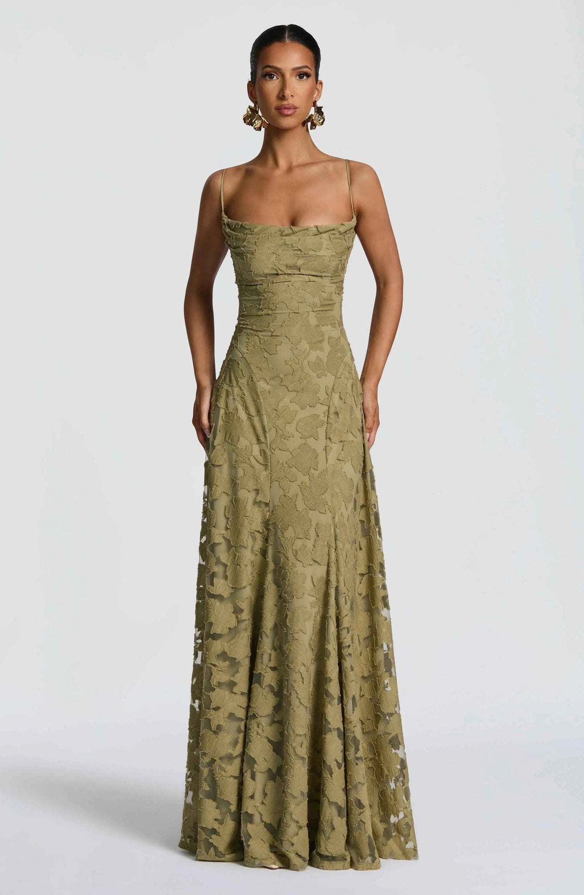 Maxi Dress : Aveline | Robe Longue Corset en Dentelle Élégante - Robe de Soirée Glamour dans de Marche Lino