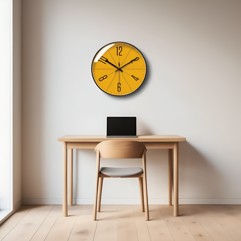 horloge-murale-design-jaune-elegante