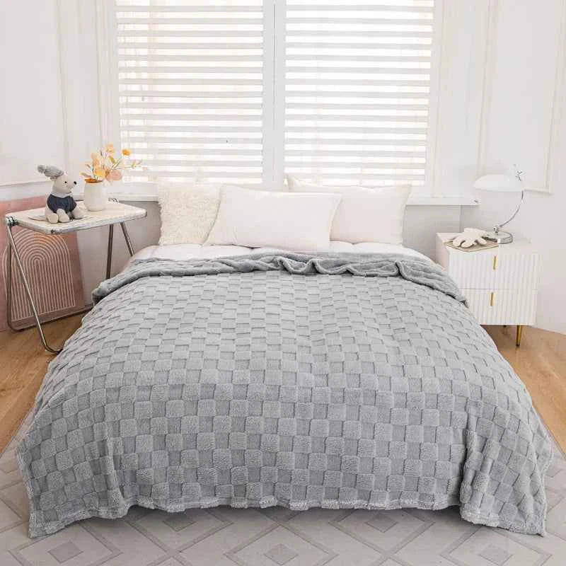 couverture-douce-a-carreaux-pour-lit