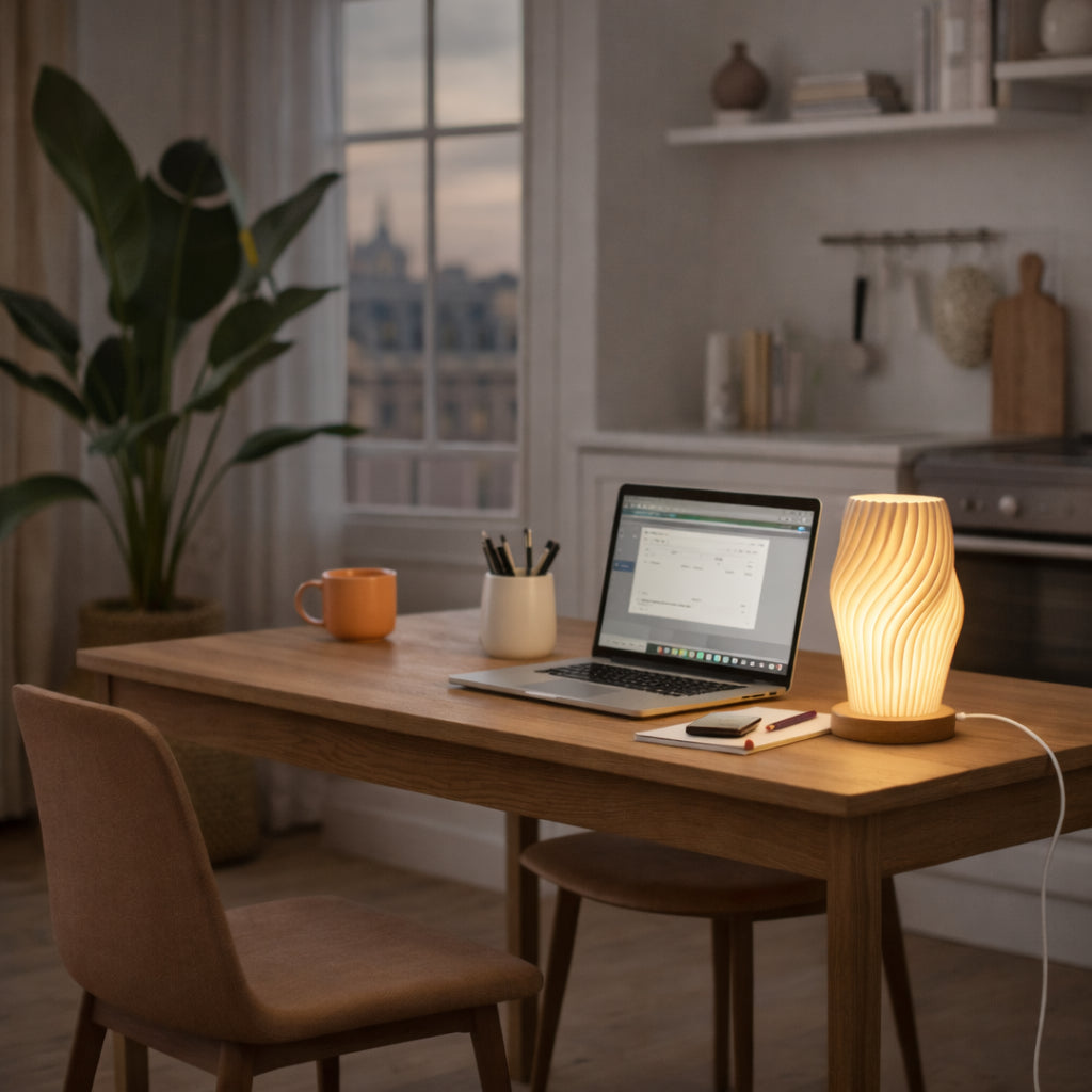 Éclairage : Lampe de Table Minimaliste avec 3 Températures de Couleur Bois dans de Marche Lino