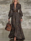 Robe maxi Femme à motifs paisley, au style vintage, avec fermeture éclair.
