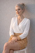 Blouse Portefeuille Femme Minijupe à Paillettes Or