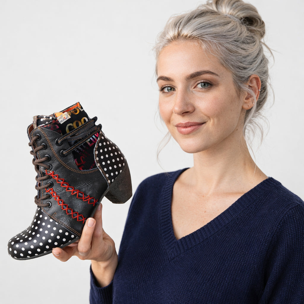 bottes-femme-elegantes-a-pois-multicolores