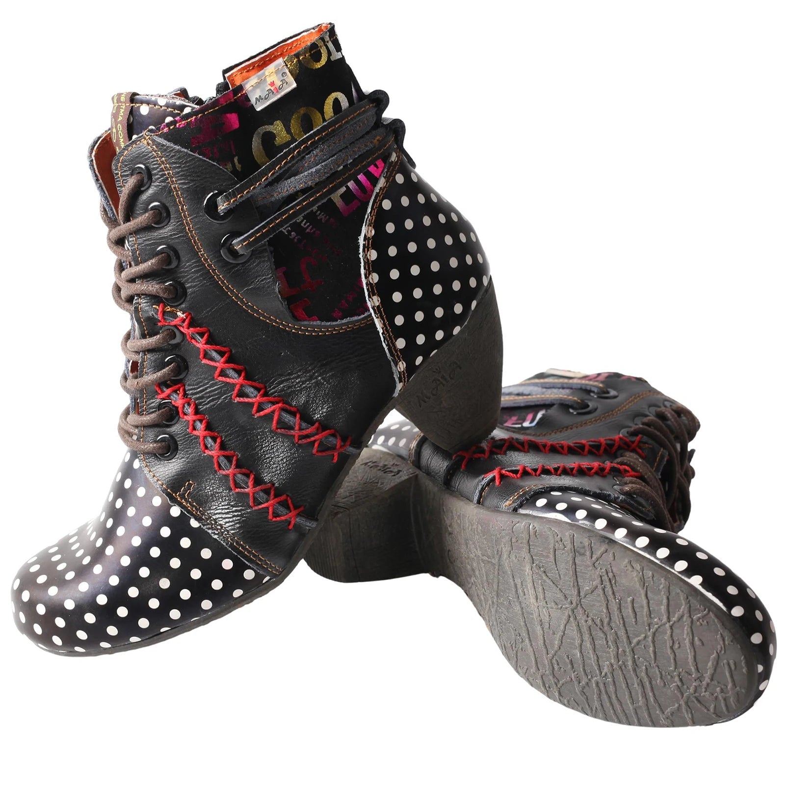 bottes-femme-elegantes-a-pois-multicolores