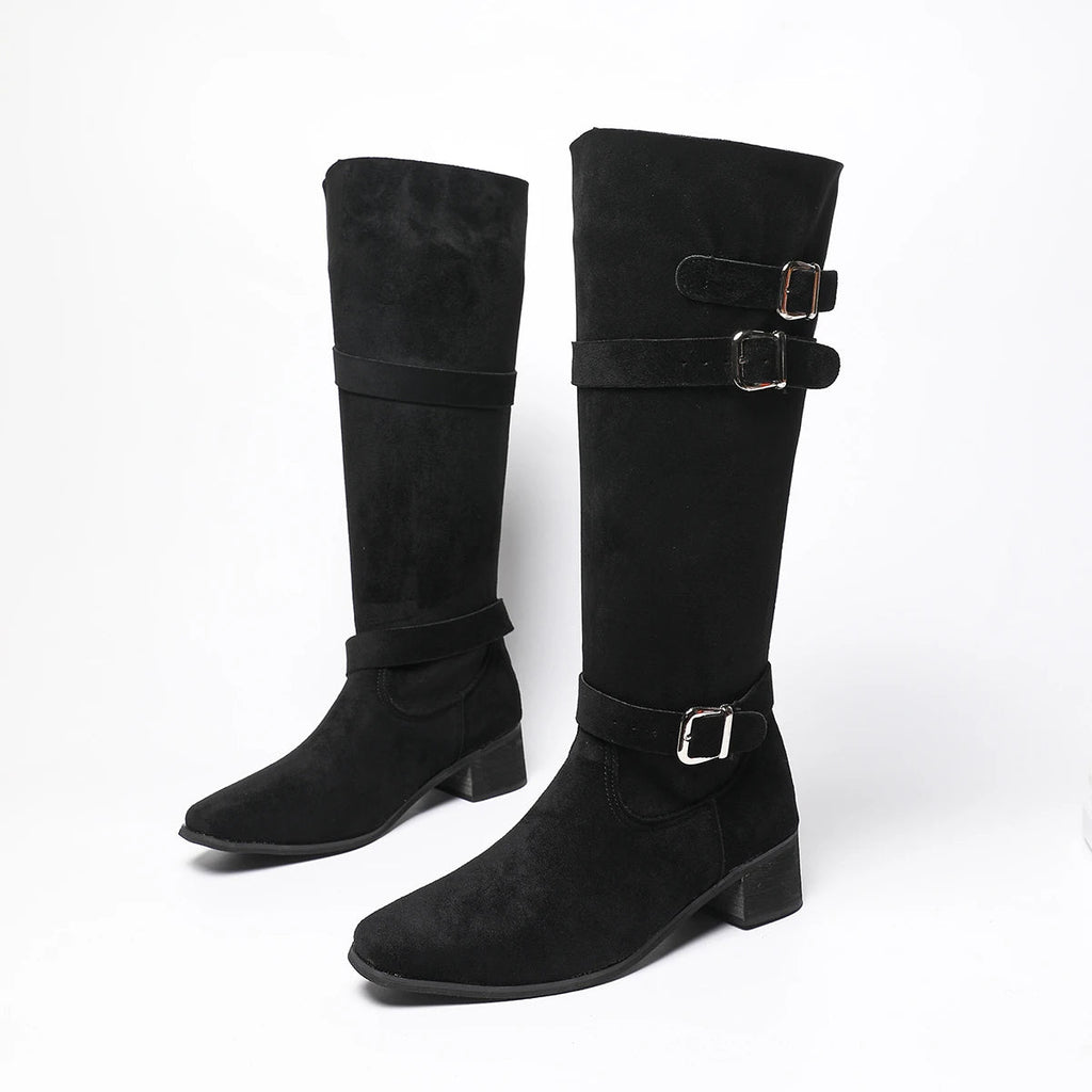 bottes-femme-hautes-a-talons-epais-kaki