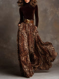 Ensemble Femme Col Roulé et Jupe Léopard Velours
