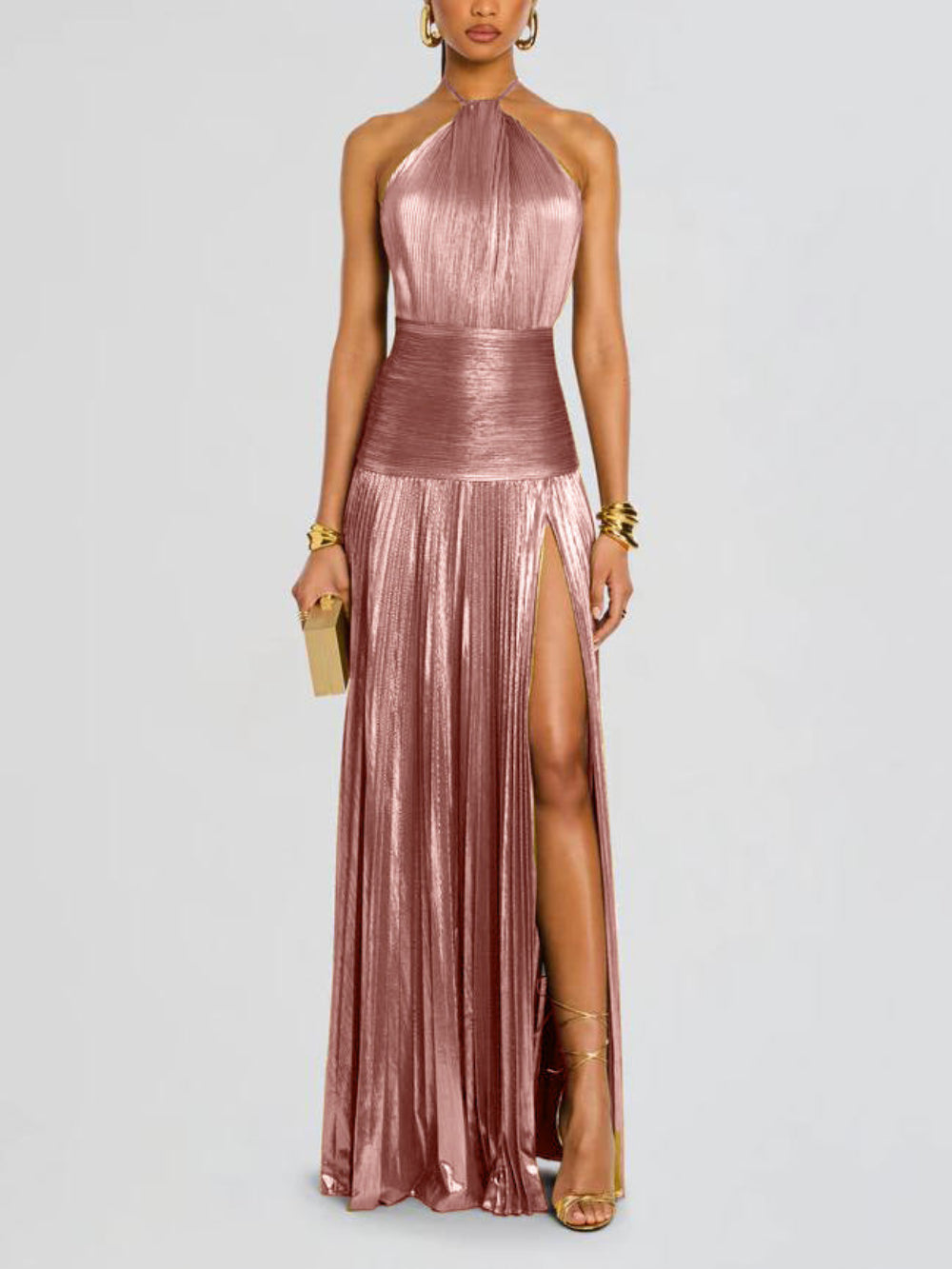 robe-longue-femme-elegante-metallisee