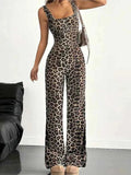 Combinaison Femme Imprimé Léopard Coupe Ajustée