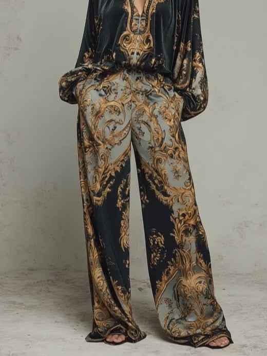 baroque-style-ornate-floral-print-top-with-wide-leg-trousers-casual-suit-set