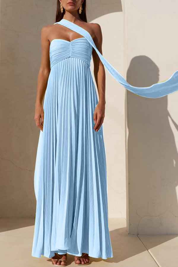 simple-elegant-look-tube-dress-with-pleats-and-ribbon-1