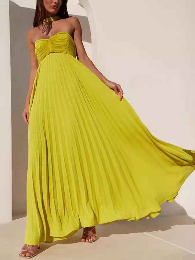 simple-elegant-look-tube-dress-with-pleats-and-ribbon-1