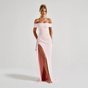 Robe longue femme fendue épaules dénudées élégante pour soirée ou été