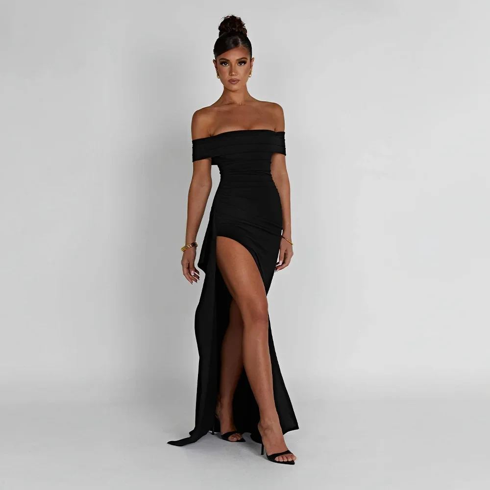 robe-longue-femme-avec-epaules-denudees-et-fente