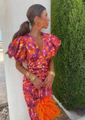 Robe Midi Fleurie Emery Fluide Femme - Élégante, Légère pour l'Été, Manches Bouffantes