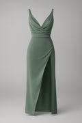 Robe Midi Drapée Femme avec Fente Latérale Élégante - Parfait pour les Cérémonies