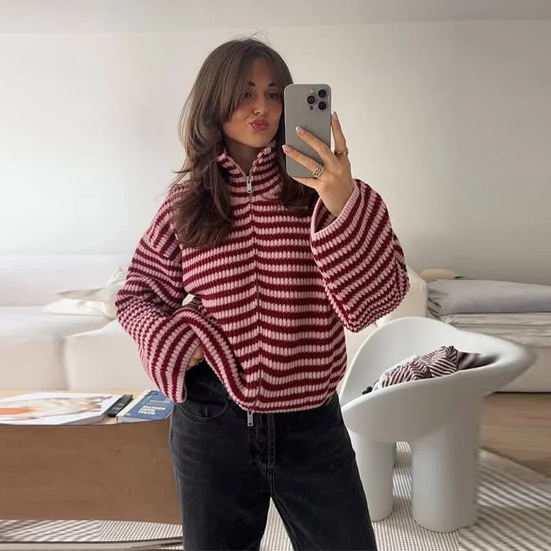 pull-femme-a-rayures-col-roule-chic