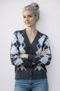 Cardigan Femme Ample Col en V Hivernal Acrylique