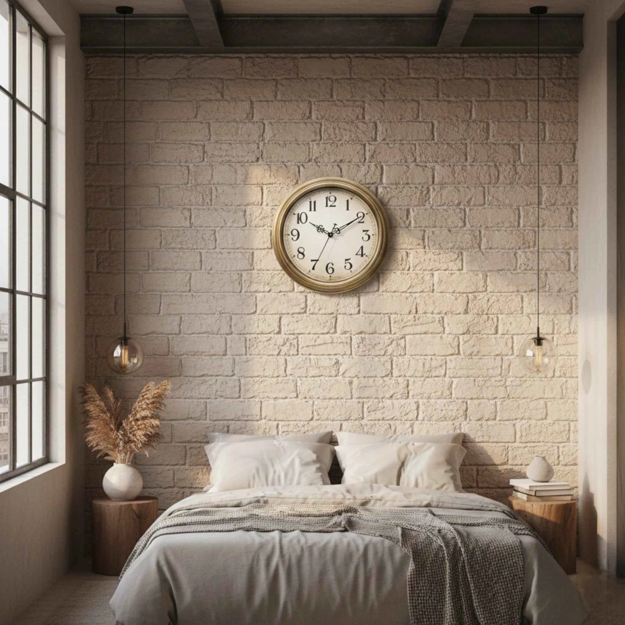 Horloges murales : Horloge Murale Ronde Rétro 30cm - Quartz Silencieux | Décoration Moderne Salon dans de Marche Lino