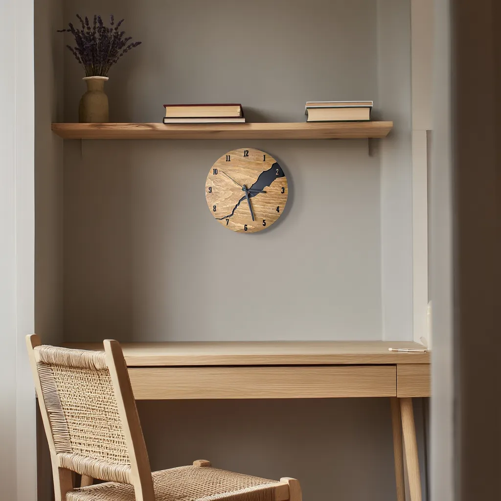 Horloges murales : Horloge Murale Design en Bois Silencieuse Grande Moderne pour Salon Cuisine dans de Marche Lino