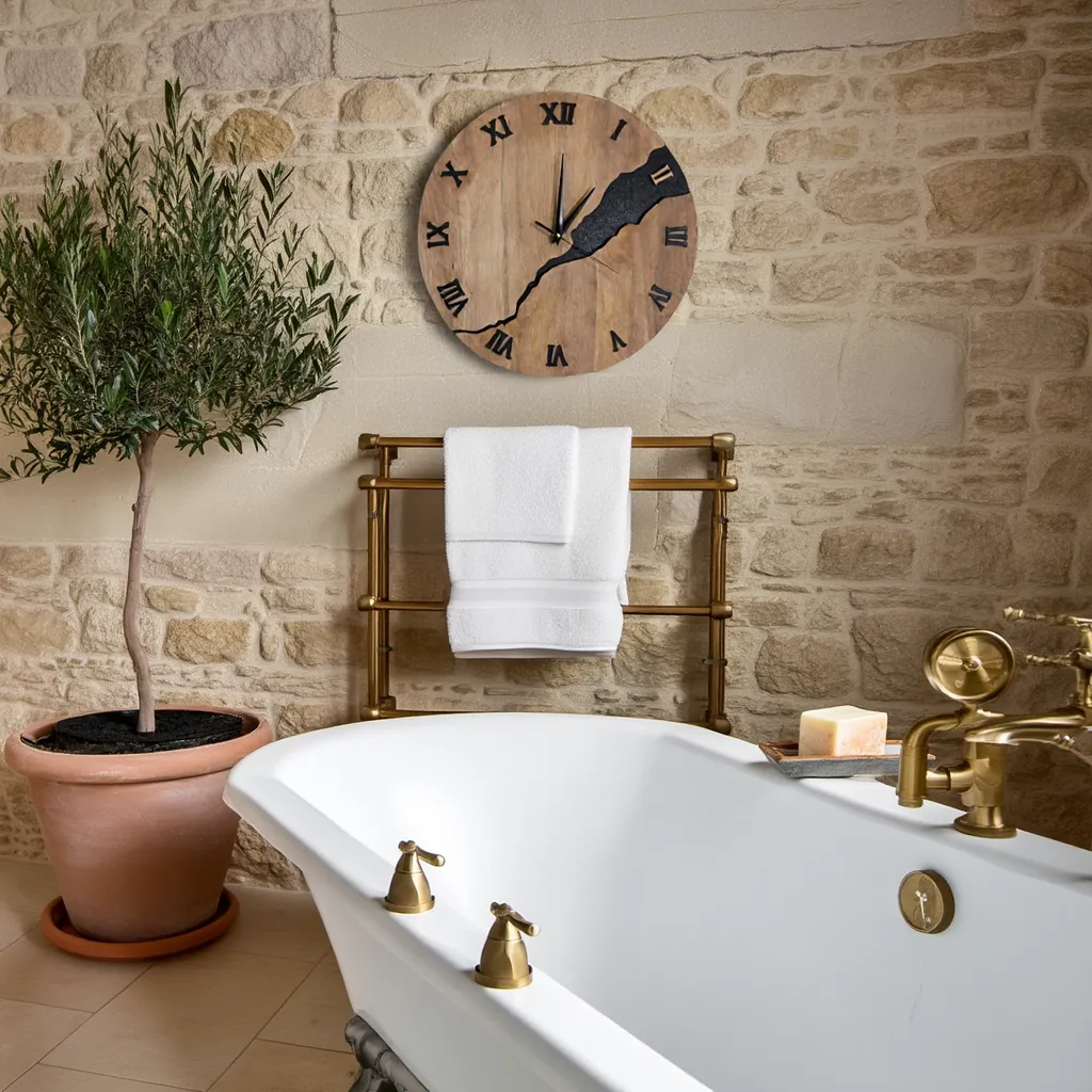 Horloges murales : Horloge Murale Design en Bois Silencieuse Grande Moderne pour Salon Cuisine dans de Marche Lino