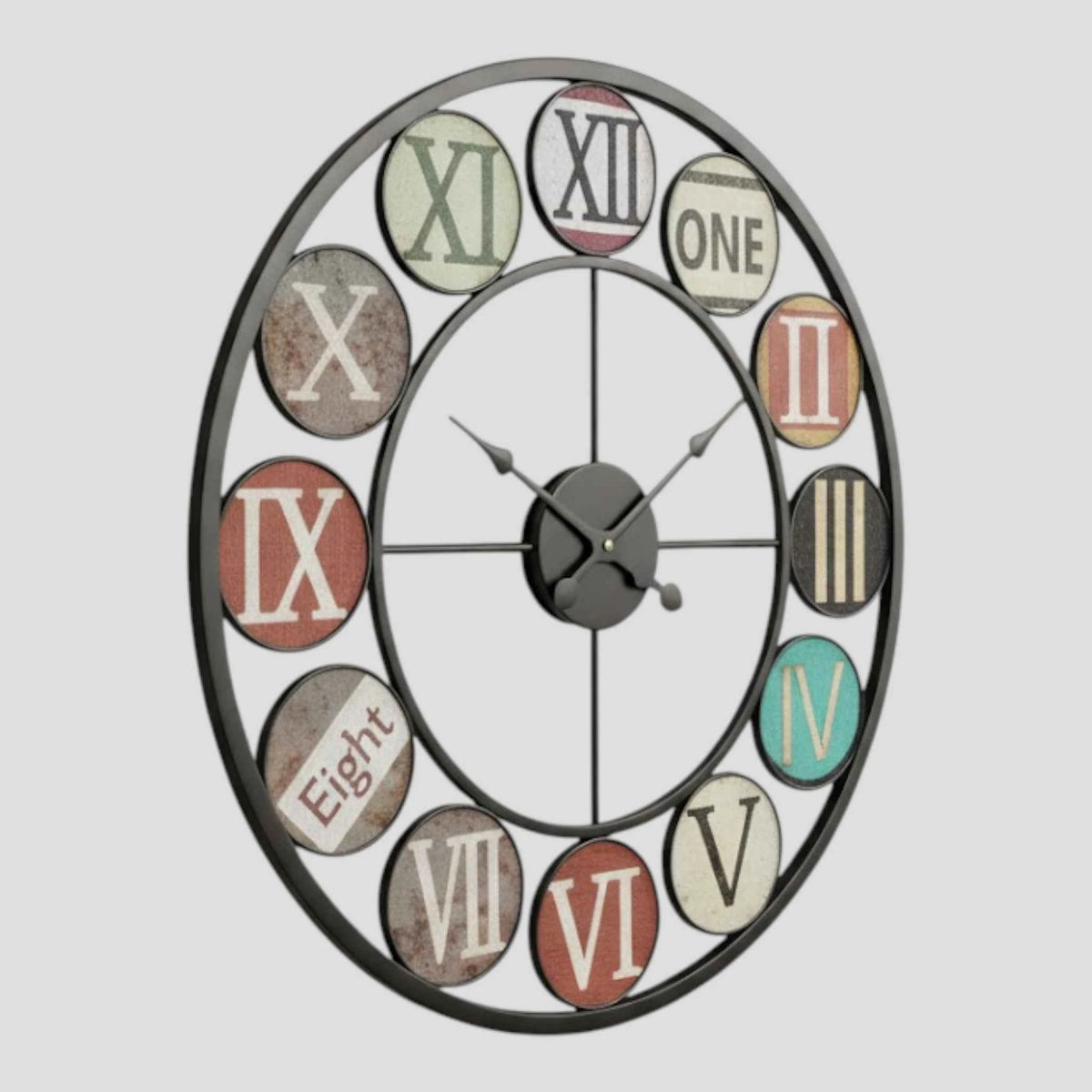 Horloges murales : Horloge Murale Rétro Européenne en Fer Verre dans de Marche Lino