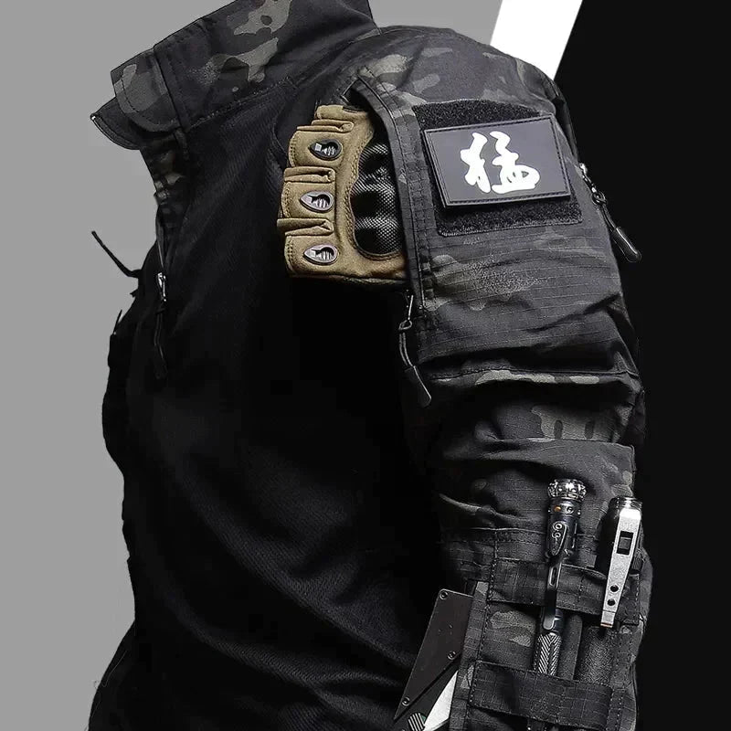 Kleding en accessoires > Kleding > Kledingsets : Ensemble Outdoor Homme - Manches Longues avec Pantalon Cargo Style Militaire dans de Roselva