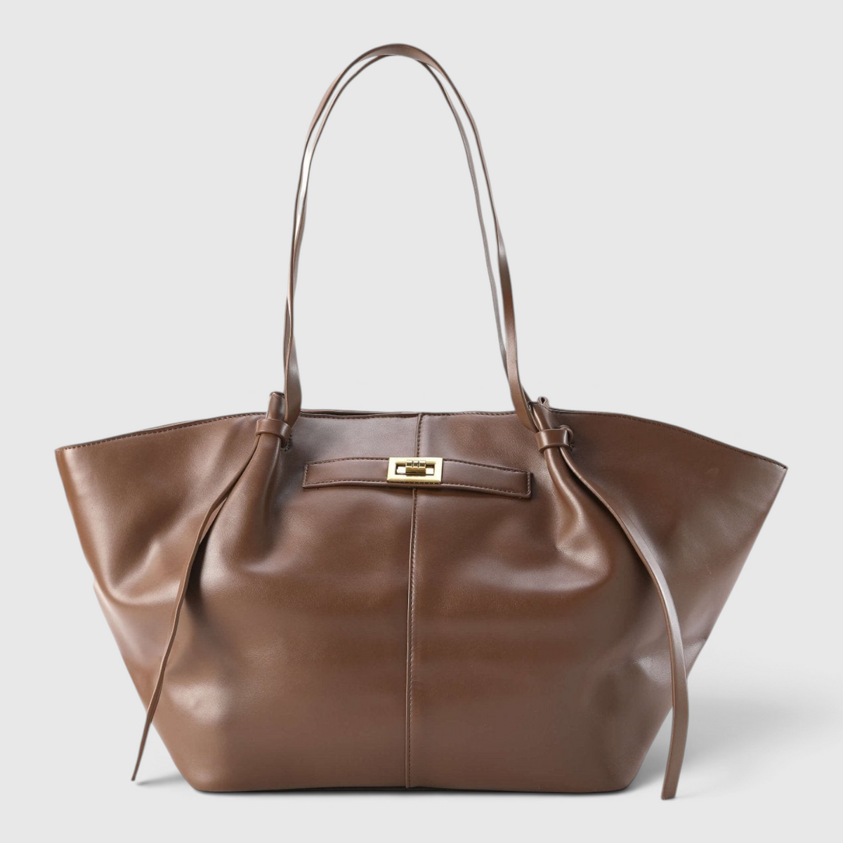 Tote Bag : Sac Cabas de Luxe – Sac à Main en Cuir Végan pour le Travail & le Quotidien dans Marron de Marche Lino